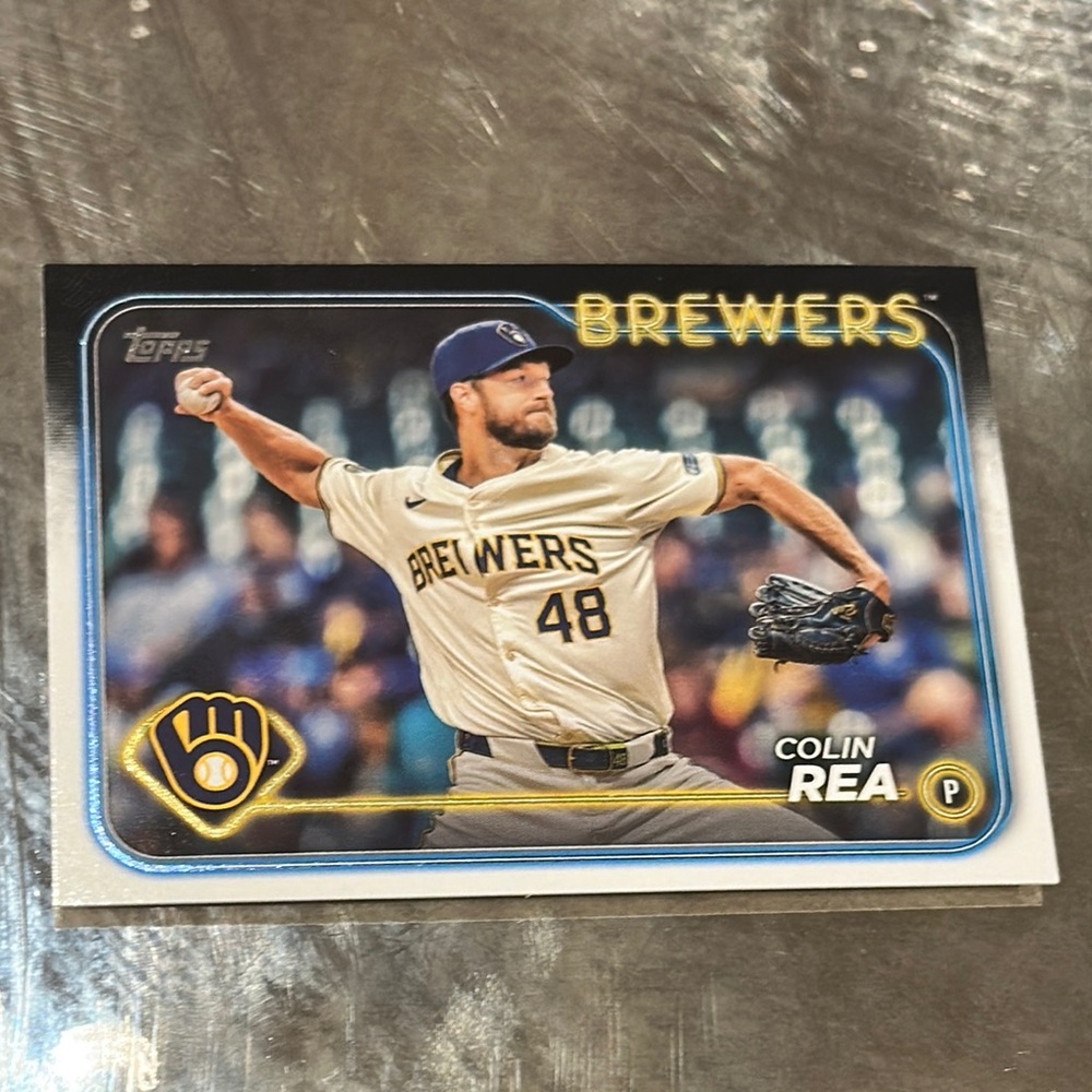 Topps Brewers Baseball Card with Cream and Blue Accents